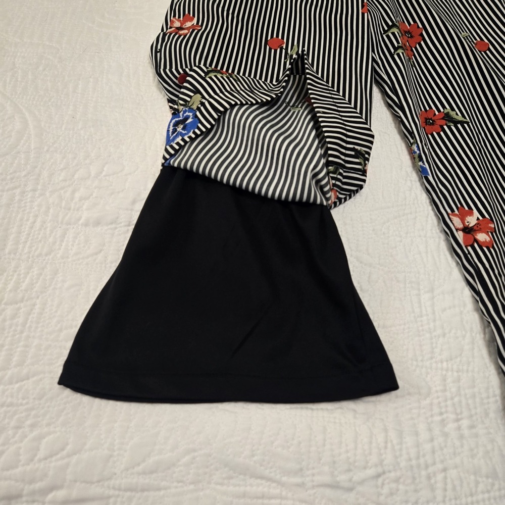 Japna Pinstripe Floral Capri Jumpsuit Tropical Resortwear Vacation Sleeveless S - Picture 4 of 13